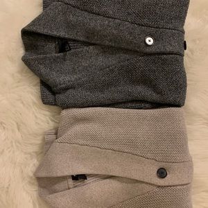 Beige thick cardigan button up knit sweater